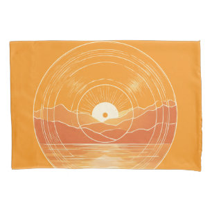 Minimalista Montanha Oceano Retro Pôr do Sol Zen