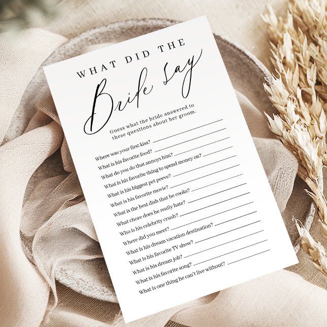 Minimalista o que a noiva disse jogo (Minimalist what did the bride say game)