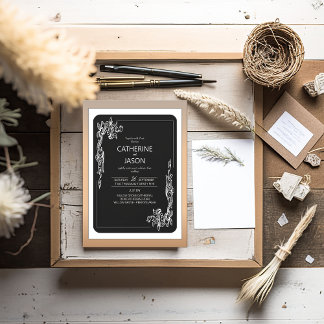 Minimalista | Preto Tudo Em Um Convite De Casament