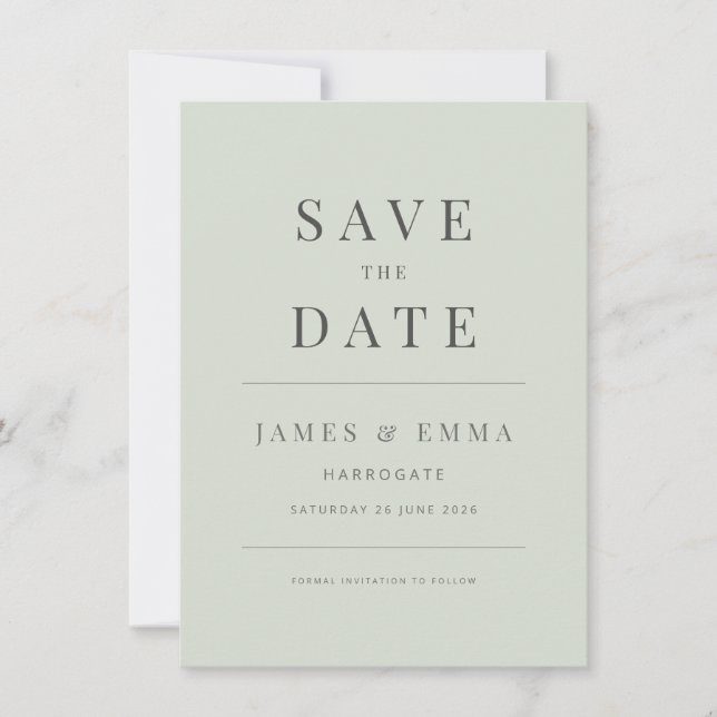Minimalista Save the Date | Sage Pálido (Frente)