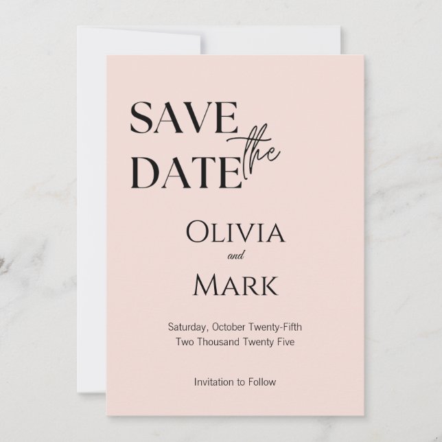 Minimalista Script Salve o Dia | Elegante Rosa Cla (Frente)