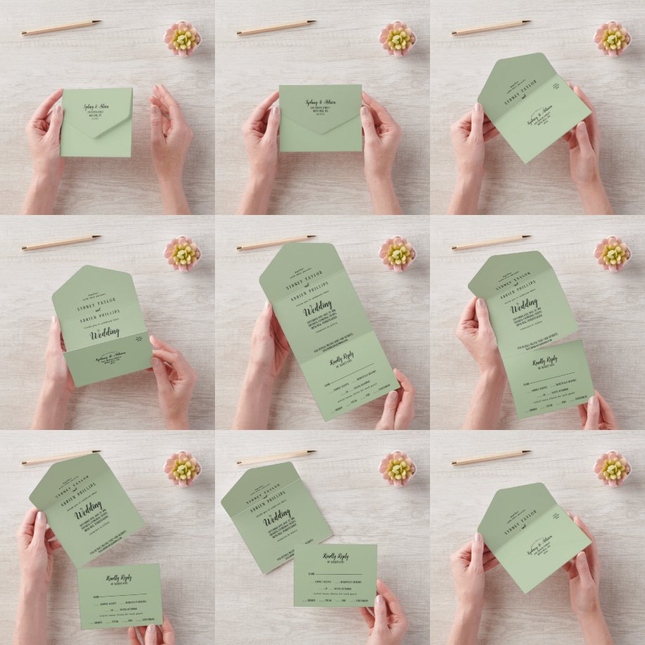 Minimalista Simples Casamento Sage