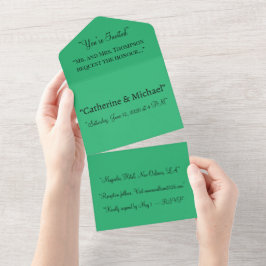Minimalista Verde Tudo Em Um Convite De Casamento