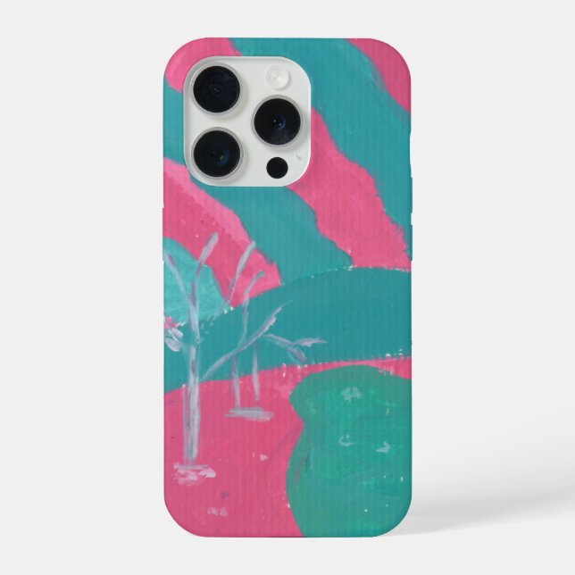 Minimalistic Pink and Green Landscape Phone Case (Verso)