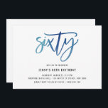 Mínimo Blue Foil 60º Convite de Aniversário<br><div class="desc">Este minimalista 60º convite de aniversário apresenta um texto "60" de folha azul que pega os olhos. Por favor, note que a folha azul é apenas uma textura, não uma folha real. Para personalização mais avançada deste design, por exemplo, alteração do layout, da fonte ou do tamanho do texto, clique...</div>