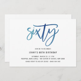 Mínimo Blue Foil 60º Convite de Aniversário