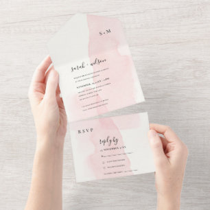 MÍNIMO BWATERCOLOR BLUSH PINK MONOGRAMA CASAMENTO