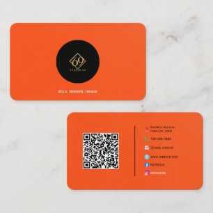Mínimo - Cartão de visita de Matte Laranja Queimad