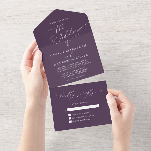 Mínimo de ameixa Roxo em Um Casamento (Aba destacável)