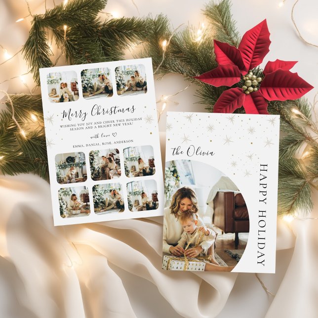 Mínimo de Cartão de Férias de Natal da Família (Family Photo Christmas Holiday Card Minimalist)