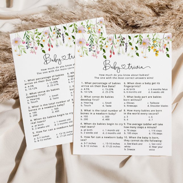 Mínimo de flor silvestre Bebê trívia jogo de chá d (Criador carregado)