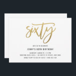 Mínimo de Foil Ouro 60º Convite de Aniversário<br><div class="desc">Este minimalista 60º convite de aniversário apresenta um texto "60" de folha de ouro que captura os olhos. Por favor, note que a folha de ouro é apenas uma textura, não uma folha real. Para personalização mais avançada deste design, por exemplo, alteração do layout, da fonte ou do tamanho do...</div>