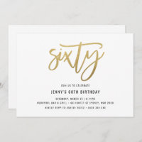 Mínimo de Foil Ouro 60º Convite de Aniversário
