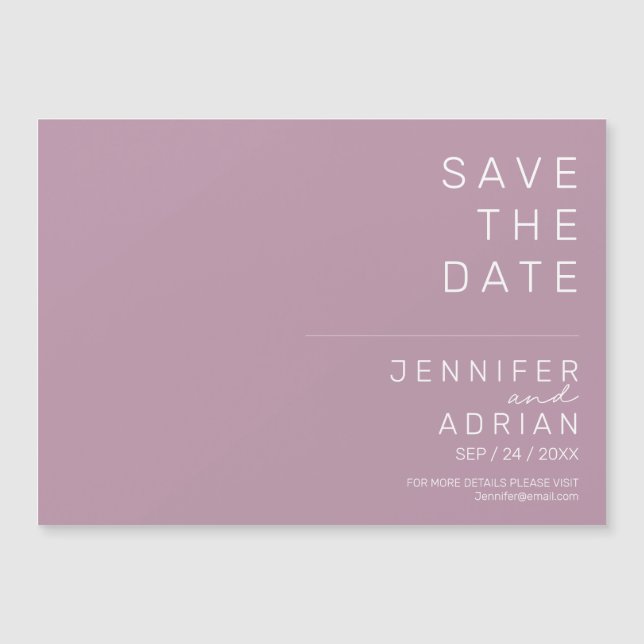 Mínimo de Moderno Roxo Horizontal Salvar a Data (Frente)