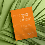 Mínimo de Tipografia Convite Laranja para Casament<br><div class="desc">Este Mínimo Convite Laranja de Casamento é o convite perfeito para enviar seus convidados para comemorar seu dia especial. O design simples e minimalista complementa qualquer casal. Clique para personalizar ainda mais as ferramentas de colocação e edição de texto para personalização de cores de cheio.</div>
