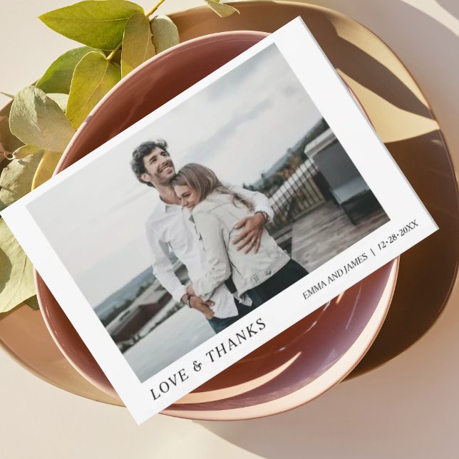 Mínimo e Chic | Cartão de Casamento Foto: Obrigado (Criador carregado)