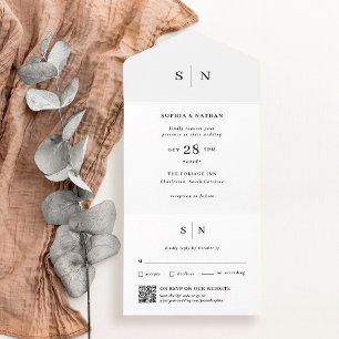 Mínimo e Chic Casamento com código QR