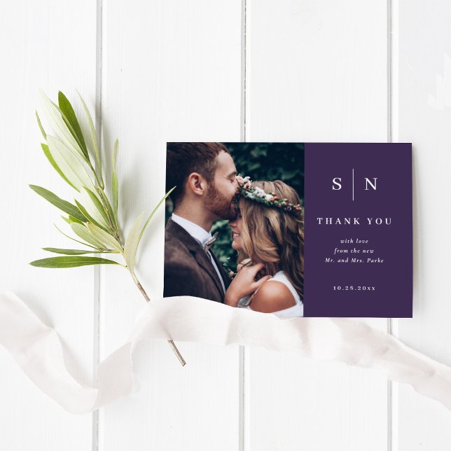 Mínimo e Chic | Fotografia Casamento Orçamento Mui (A colorful yet classic wedding thank you card with room for two of your favorite photos)
