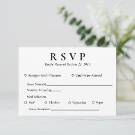 Mínimo Elegante Branco RSVP com Entradas