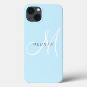 Mínimo Elegante Monograma Azul Claro