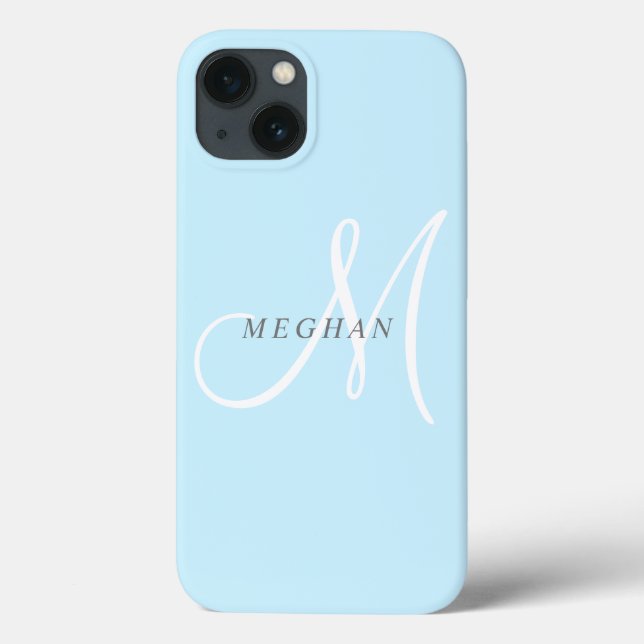 Mínimo Elegante Monograma Azul Claro (Verso)