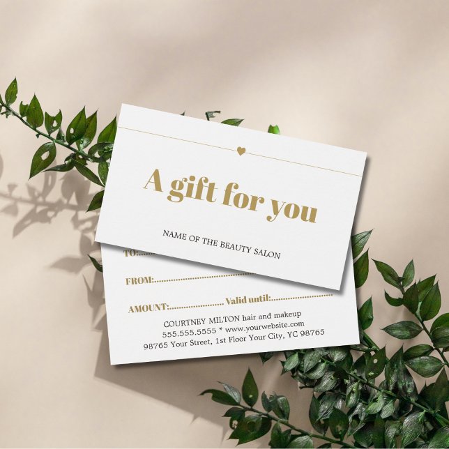 Mínimo Elegante White Faux Dourado Line Heart Beau (Criador carregado)