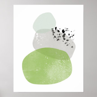 Mínimo, escandinávia, abstrato verde poster