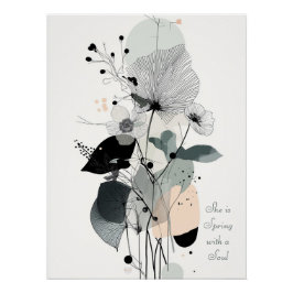 Mínimo Floral Wall Art Impressão 1