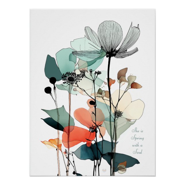 Mínimo Floral Wall Art Impressão 2 (Frente)
