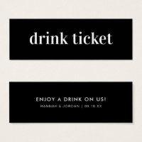 Mínimo Moderno | Bilhete De Bar De Casamento