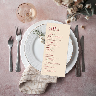 Mínimo Moderno Menu Casamento Rosa & Vermelho