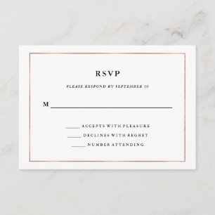 Mínimo Moderno RSVP de Borda Dourada Faux Rosa
