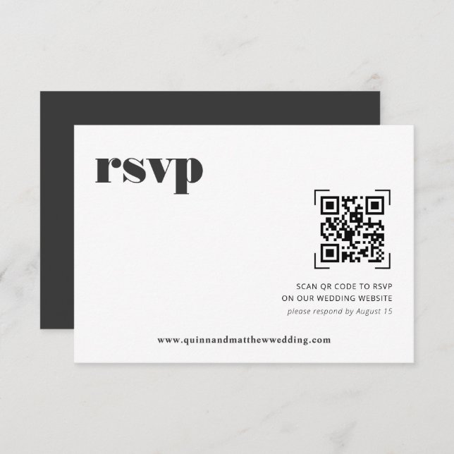 Mínimo Moderno | RSVP de Casamento de Código QR (Frente/Verso)