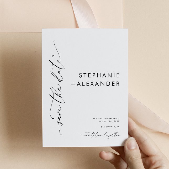 Mínimo preto e branco Salve o cartão de data (Criador carregado)