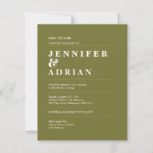 Mínimo Save The Date de Casamento em Verde Musgo A