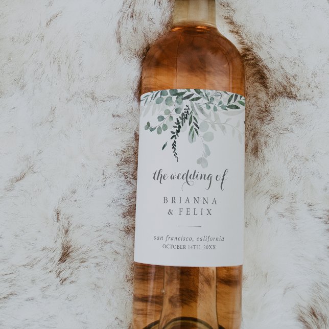 Mínimo Verde Eucalyptus Casando Rótulos de Vinho (Criador carregado)