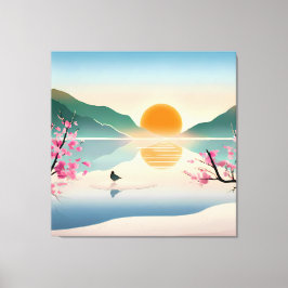 Mínimo Zen Sunrise Lake Stretch Canvas Print