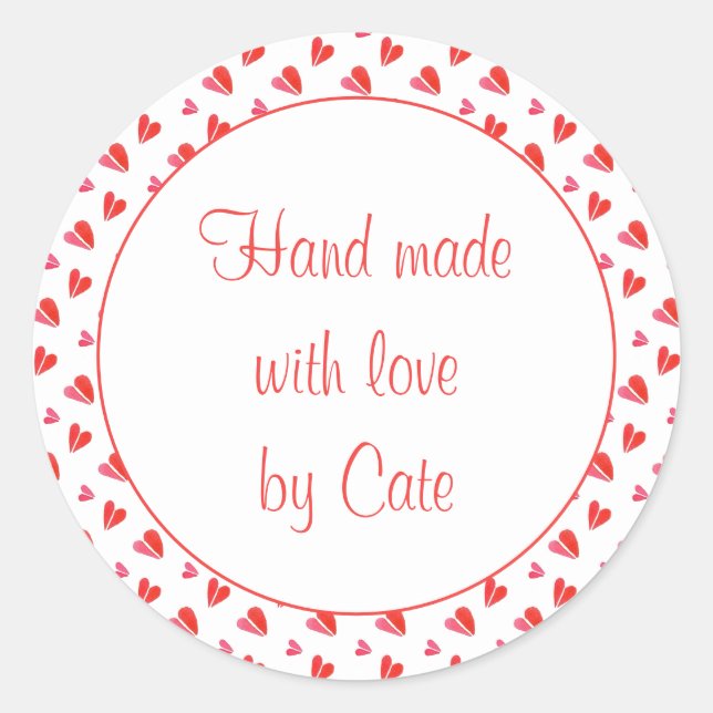 MÍNIMOS CORAÇÕES 1,5" Adesivos "Mãos Feitas" (Frente)