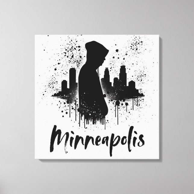 Minneapolis Ink Blot Skyline Canvas Art (Frente)