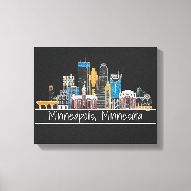 Minneapolis, MN Skyline Canvas Imprimir (Frente)