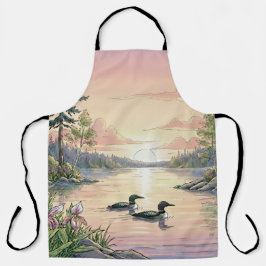 Minnesota Lake Sunset with Loons, Apron