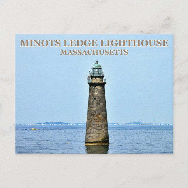 Minots Ledge Lighthouse, cartão postal de Massachu (Frente)