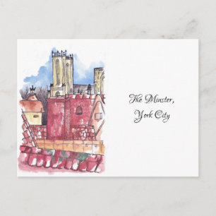 Minster, cartão postal de cor d'água de York