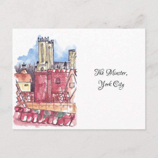 Minster, cartão postal de cor d'água de York (Frente)