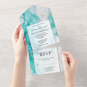 Mint Aqua Dourada Ink Marble