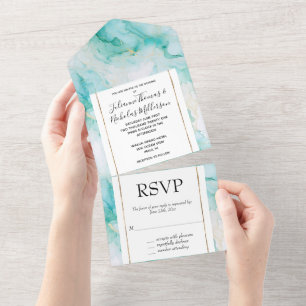 Mint Aqua Glam Elegante Dourado Marble