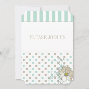 MINT BISQUE DOTS STRIPES Convite de casamento