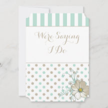 MINT BISQUE DOTS STRIPES Convite de casamento