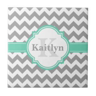 Mint Cinza Chevron Pattern & Marroquino Quatrefoil