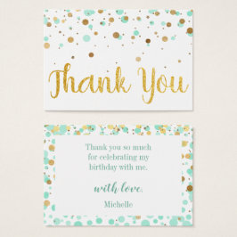 Mint Dourado Glitter Confetti Aniversário Obrigado